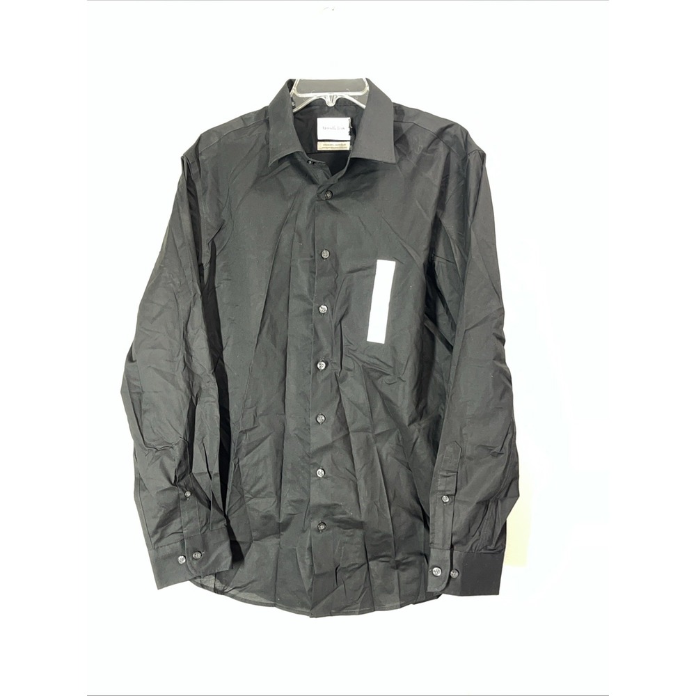 Mens Black Performance Long Sleeve Button-Down Shirt Size Large Goodfellow & Co